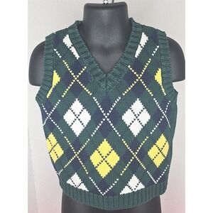 The Children's Place Green,‎ Yellow & White Sleeveless Sweater Vest Size 18 MTHS